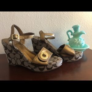 Coach Strapped Wedges Size 7